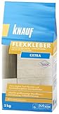 Knauf Flexkleber eXtra, 5 kg, 90% staubreduzierter Dünnbettmörtel für sauberes Arbeiten, extra stark, extra ergiebig, hochflexibel, ideal für großformatige Fliesen